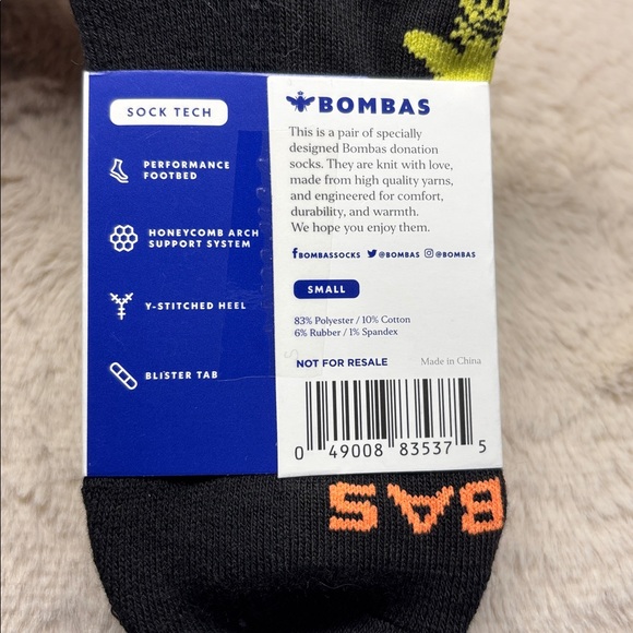 5x BOMBAS Ankle Sock Tech Unisex Small Black Honeycomb Arch Support - Picture 3 of 6